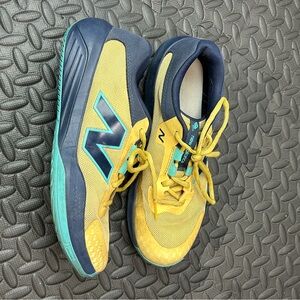New Balance Navy and Yellow Athletic Shoes kids 8.5